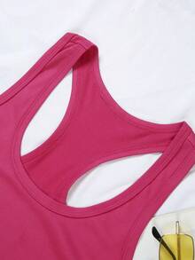 Sleeveless Vest, Disneyland Print, Women's Casual Loose Breathable Vest Top In Spring And Summer, Beautiful Back Outdoor Light T-Shirt, Including Disney Fashion Print, Round Neck Summer Sweatshirt Women. - 玫紅色 - 查看 4