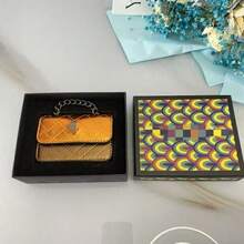 Color Block Mini Quilted Crossbody Bag For Women  Unique Chain Purse Cute Square Shoulder Bag---- - Cam + Hộp - Xem 1