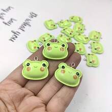 6/10 chiếc mặt dây chuyền hình ếch Kawaii, mặt phẳng, làm từ nhựa bóng, thủ công, dùng để làm trang sức, khuyên tai DIY. - Nhiều màu - Xem 1