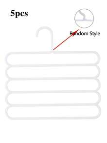 5pcs White Multi-Layer Pants Rack, Multifunctional Wardrobe Hanger For Pants, Jeans, Skirts, Space Saving - 5 white - View 10