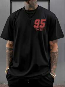 Disney A Men'S T-Shirt Featuring Lightning Mcqueen From 'Cars' With Prints On The Front And Back. This Casual Round-Neck Tee Is Comfortable And Suitable For Both For Sports And Everyday Wear. It'S A Great Gift Option And A Must-Have For Easter Parti - Black - View 3