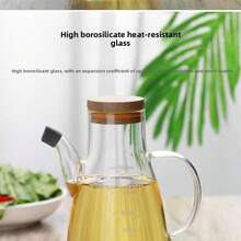 1pc Heavy Duty Glass Oil Bottle - Leak-Proof Kitchen Essential, Marked Scale, Multipurpose Bottle For Cooking Oil, Soy Sauce, Vinegar, Household Seasoning Container - Multicolor - View 9