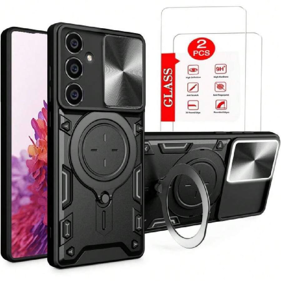 Galaxy S23 FE Capa Case - With Screen Protector And Built-In Phone Stand - Black, 42517920 - Burnt Orange - View 1