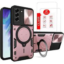 Funda para Samsung Galaxy S21 FE Capa Case - con Protector de Pantalla y Soporte de teléfono Incorporado - Rosa,42517923 - Verde Lima - Ver 1