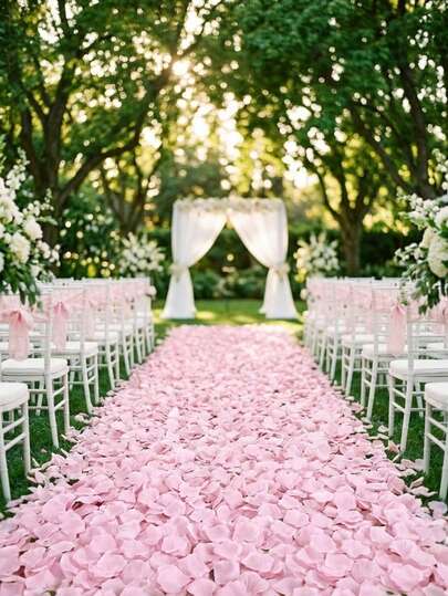 人造玫瑰花瓣，丝绸花瓣，适用于婚礼、浪漫婚礼装饰、花童花瓣、散装玫瑰花瓣、婚礼通道装饰、浪漫之夜的仿真花瓣、粉色丝绸花瓣、新娘送礼会用品、订婚派对装饰、散落在宴会桌上、逼真花瓣、彩色纸屑装饰、布艺玫瑰花瓣