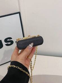 2025 New Mini Personalized Lipstick Shaped Crossbody Bag For Women, Fashionable Chain Strap Shoulder Bag - Black - View 2