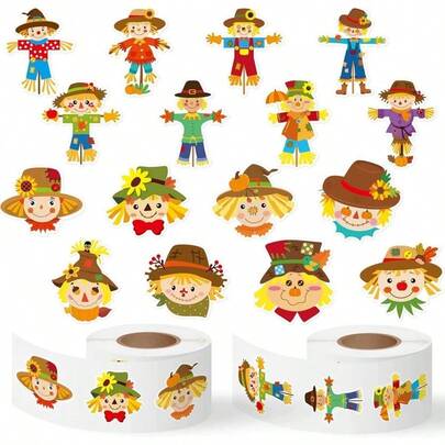 500 piezas de pegatinas de espantapájaros y alienígenas de dibujos animados, 16 diseños, recuerdos de fiesta, etiquetas decorativas DIY