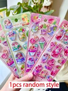 Pegatinas de agua con diseños de helado, caramelo, fruta y cristales brillantes, pegatinas decorativas en relieve divertidas para botellas de agua, refrigeradores, fundas de teléfono, cuadernos, scrapbooking, recompensas y manualidades - Multicolor - Ver 12
