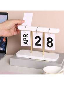 1pc Nordic Minimalist Creative Flip-Style Desktop Calendar Decor, Durable Plastic Material, Suitable For Living Room, Dining Table, Coffee Table, Office Desk, Home Decor, Back To School Essential, Desktop Decoration, Phone Sticker, Office, Study Supplies, School Use, School Supplies, Cardboard - A - View 6
