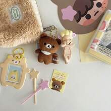 Japanese Style Kawaii Cartoon Bear  Photo Card Holder Keyring Cute Bear K-Pop Idol Keychain For 2 Inch Photo School License Case - 白色 - 查看 3