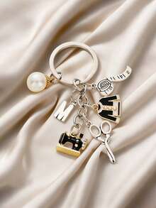 1pc Fashion Creative Clothing Designer Backpack Charm, Sewing Themed Gift Keychain - Sewing Machine, Garment, Tailor Keychain Pendant With ID Card Holder Car Hanging Accessory - Multicolor - View 2
