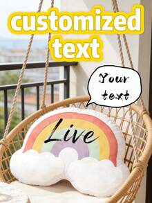 1pc Customized Rainbow Shaped Throw Pillow, Personalized With Name, Rainbow Pattern Design, Suitable For Bedroom, Bed, Sofa, Living Room Decor, Great For Home Decor, Birthday, Valentine's Day And Anniversary - Multicolor - View 4