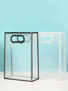 5个/1个透明PVC礼品袋，简约手提袋，包装袋，包装盒，手提包袋，化妆品收纳袋，生日礼物袋，婚礼礼物袋，返校季塑料防水礼品袋，情人节礼物袋，婴儿派对礼物袋 - 查看 6