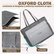Bolsa para Laptop Mujer 15.6 Pulgadas Portafolios para Mujer Bolsos para La Universidad Bolsa de Mano para Profesores Bolsillo con AcordeóN para Documentos and Bolsillo de Papel Aluminio Aislado - Gris oscuro - Ver 5