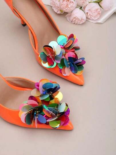 2pcs Detachable DIY Shoe Accessories, Faux Fish Scale Decor Colorful Magenta Silver Triangle Fashionable Elegant Luxurious High Heel Shoe Clips, Suitable For Women's High Heels, Sandals, Pumps In Apricot, Pink, Champagne, Black, White, Orange For Workplace, Business, Date, Party, Travel