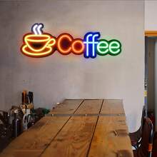 Coffee Neon Sign, Coffee And Tea Neon Sign, LED Coffee Bar Wall Art Sign Suitable For Coffee Station, Tea Bar, Restaurant, Country Style, Kitchen Decor - Coffee Lamp - View 9