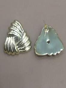 Bộ 2/12 khuyên tai mạ vàng hình hoa năm cánh, lá, giọt nước, trái tim, tam giác quấn sọc, kiểu dáng sang trọng, tinh tế, đa năng, không gây dị ứng, phù hợp cho nữ giới đeo hàng ngày, du lịch, đi biển và nghỉ lễ. - Nhiều màu - Xem 3