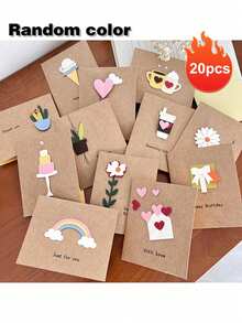 3/5/7 piezas Tarjetas de felicitación de cumpleaños minimalistas 3D, tarjetas de agradecimiento, tarjetas de mini regalo fresco y creativo con bendición de cumpleaños minimalista 3D - Unitalla - Ver 11