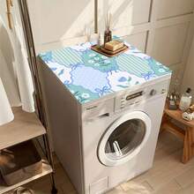 1pc Blue Bowknot Pattern Silicone Mat, Warm Family Atmosphere, Silica Gel, Anti-Slip, Suitable For Washing Machine Cover, Dryer Cover, Coffee Machine Mat, Kitchen Counter Mat, Multi-Purpose Household Mat - Blue and White Ribbon Letter Paper - View 4