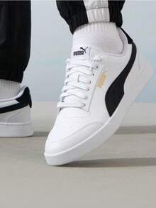 Giày thể thao cổ thấp PUMA Shuffle, unisex, trắng/đen - Trắng và đen - Xem 1