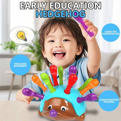 Juguete rompecabezas de erizo, juguete educativo temprano para el entrenamiento de la atención, juego de rompecabezas para la coordinación mano-ojo para niños