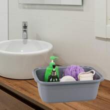 4-Pack 14 Quart Plastic Wash Basins, Rectangular Dishpan Wash Tub, Grey - Kiểu 1 - Xem 5