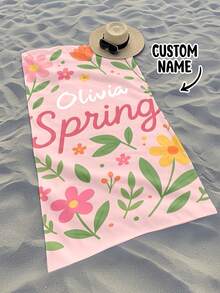 Personalized Children's Beach Towel, Perfect Summer Birthday Gift, Suitable For Various Summer Occasions. Customizable Beach Towel And Accessories, Applicable For Beach, Swimming Pool, Travel, Camping, Yoga And Other Scenarios. - Multicolor - View 4