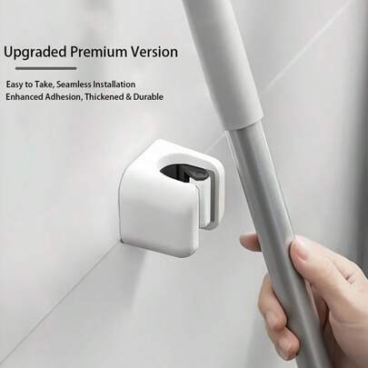 1pc Mop Hanger Hook, Magic Hanger, Kitchen Mop Storage Clip, High Quality Multipurpose Use, Bathroom No Drilling Required, Heavy Duty Wall Mount, Multifunctional Hook