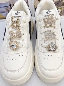 6 Stücke goldene und silberne Kronen- und Herz-ABS-Schuhband-Anhänger für Damen-Sneaker, Strass-Schmetterling-Schuhband-Schnallen, DIY-Dekorationen, Schuhclips-Zubehör - Verschiedenfarbig - Übersicht 5