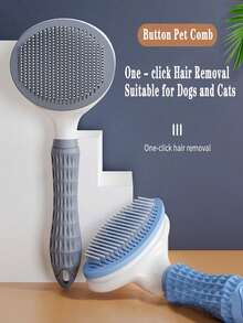 Cat Grooming Tool, Hair Removal & Fuzz Cleaner, One-Click Pet Brush Suitable For Dogs & Cats - Self-Cleaning Grooming Brush With Soft Bristles, Fits All Breeds - Pet Comb - View 6