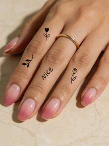 20 Sheets Small Size Temporary Tattoo Stickers For Women And Men Finger Sticker, Black Flower, Butterfly, Starry Sky, Stars, Moon, Snake Fake Tattoo, Water-Resistant Body Decals Suitable For Hand, Arm, Face, Finger And Neck Decor - Multicolor - View 2