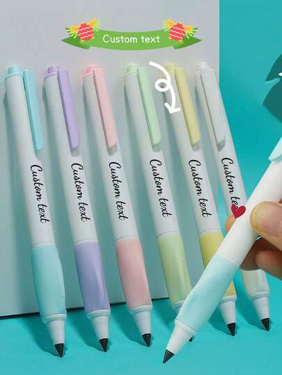 6 piezas de lápices mecánicos con botón personalizable, diseño ergonómico duradero y irrompible