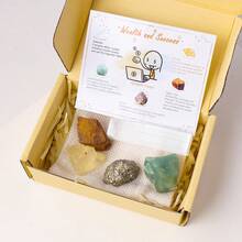 5件套天然紫水晶和透石膏脉轮水晶石套装 – 灵气疗愈瑜伽宝石收藏礼盒 - 彩色套盒 - 查看 8