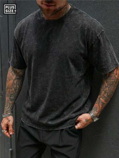 1 pieza Camiseta de algodón para hombre de talla grande, con estampado de teñido anudado vintage de manga corta, estilo streetwear de corte holgado adecuado para personas con sobrepeso, apto para compras, citas, fiestas de moda, viajes, deportes, uso diario, Día del Padre, regalo del Día de San Valentín