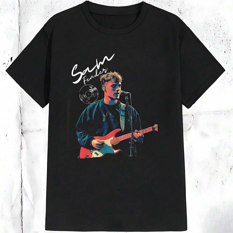 1PC Sam Fender Retro Rock Band Guitarist Graphic Women's T-Shirt - Đen 1 - Xem 1