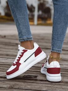 Women's Fashion Casual Comfortable Soft Sole Sneakers, Versatile Daily Wear - Red - View 6