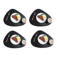 4件套黑色仿皮餐垫，耐磨可水洗，防滑耐热，易于清洁 - 彩色 - 查看 11