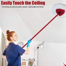 Spin Mop OCeda EasyWring Microfiber Spin Mops, 2 Microfiber Mop Refills 4 - Section 30 - To - 58 Inch Mop Stick And 1 Base Combo Set (White(1 System) - 2 Refills+1 Base+1 Handle(1 Tank System) + Red - View 7