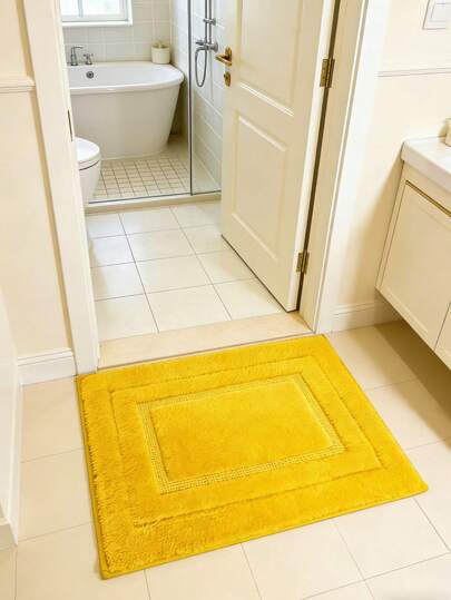 1 pieza Alfombra de baño con estampado geométrico suave y aterciopelado, extra gruesa y suave, de estilo fresco para todas las estaciones, con base antideslizante de TPR, absorbente y fácil de limpiar, lavable a máquina, suave y cómoda, adecuada para el hogar, sala de estar, baño, tocador, bañera, ducha, lavabo, decoración del hogar