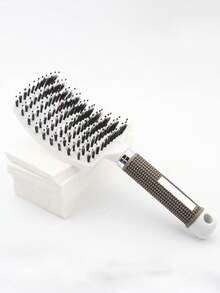1 pieza Cepillo de pelo con forma de costilla de cerdo, diseño de cerdas suaves con pines de masaje, cepillo de pelo curvo antiestático, suave para el cabello, apto para uso seco y húmedo, se adapta a todo tipo de cabello, cepillo de masaje para la cabeza, herramienta de peinado, kit de herramientas para el cabello - Multicolor - Ver 3
