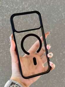 1pc Luxury Matte Transparent Magnetic Phone Case Compatible With IPhone 17 Pro Max, Air 17, 16, 15, 14, 13, 12 Pro Max, Supports MagSafe Magnetic Attachment - Black - View 2