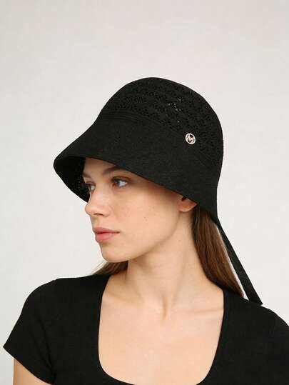 1pc Women's Straw Hat, Polyester Bohemian Style Fashion Outdoor Straw Hat, Suitable For Daily Outdoor Use