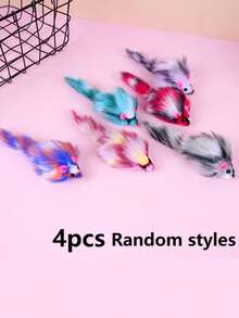 4 piezas Juguetes para Mascotas Gatos - Piel de Conejo, Ratones de Plástico en 2 Colores, Ratones de Peluche - Juguetes Interactivos de Juego y Ejercicio para Gatos de Interior - Multicolor - Ver 24