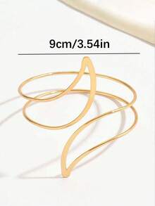 1pc Minimalist Geometric Gold Open Cuff Bracelet, Adjustable Bangle Suitable For Daily Wear, Party And Formal Occasions - Multicolor - View 4
