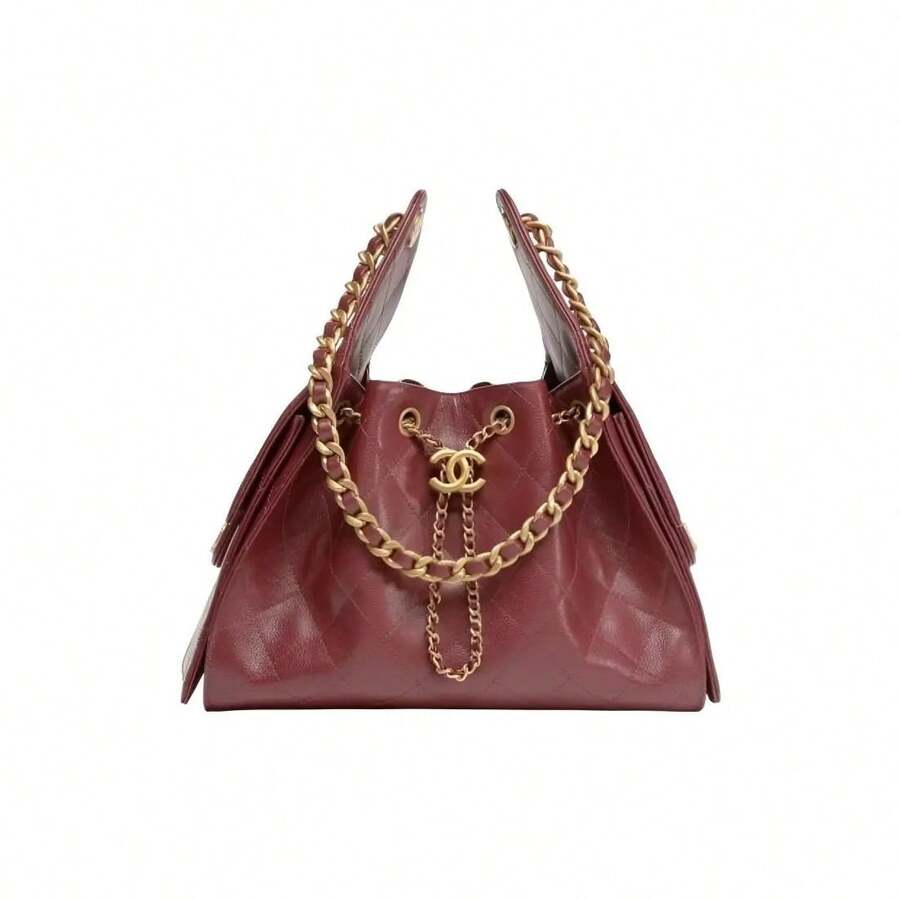 CHANEL 25 Bag 26C Gold Label Double C Logo Quilted Leather Chain Glue Calfskin With Gold Metal Hippie Style Shoulder Bag, Small Women's Red - AS5293-B20304-U3660 - 查看 1