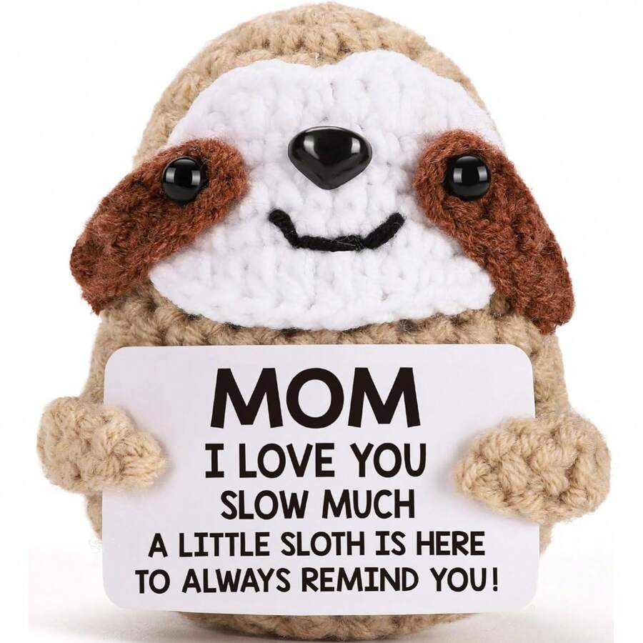 1pc Adult Crochet Sock Filler, Funny Sloth Mini Crochet Animal, Suitable As Gag Gift For Mother's Day, Coworkers, Boss, Friends, Birthday Gift - Multicolor - View 1