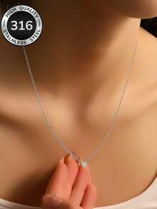 Dây chuyền mặt dây hình trái tim hai lớp tối giản, chất liệu thép không gỉ 316 không gây dị ứng, mạ vàng 18K chống phai màu, thiết kế độc đáo, kiểu dáng Hàn Quốc đơn giản, trang sức đeo cổ cao cấp độc đáo, phong cách phương Tây thanh lịch, trang sức nữ, quà tặng trang sức cao cấp dành cho bạn gái nhân dịp kỷ niệm và ngày Valentine. - mặt dây chuyền hình trái tim - Xem 2