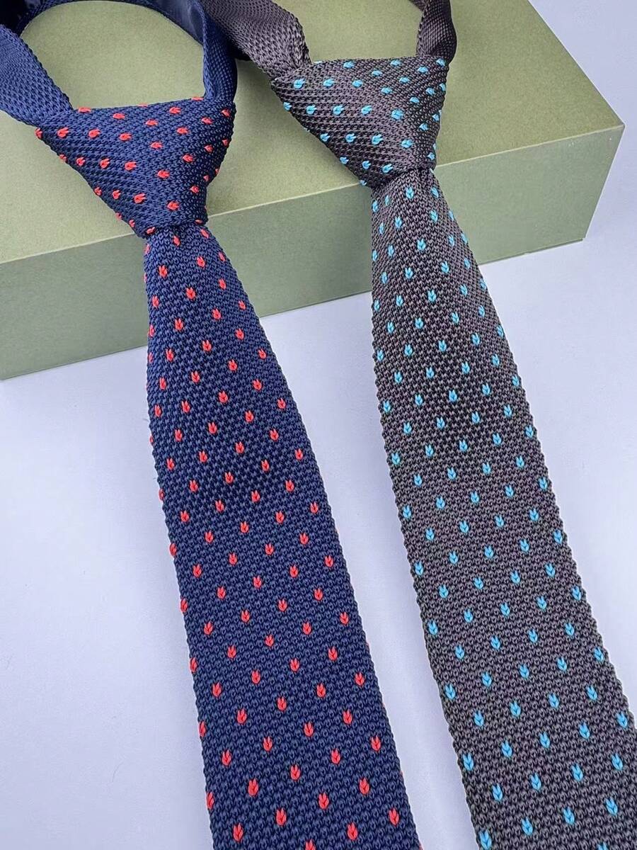 男士刺绣领带一条，适合：婚礼、商务、休闲、派对等场合。图案窄领带，易于打理，抗皱，条纹波点复古领带，领带夹领带架套装，休闲涤纶领带 - 彩色 - 查看 1