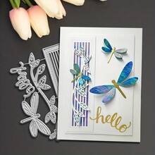 1pc Rectangular & Dragonfly Metal Cutting Dies, DIY Scrapbooking Embossing Template, Suitable For Handmade Greeting Card, Metal Cutting Mold, Gift Card Making Tool - A - View 4