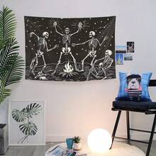 1 tấm thảm trang trí hình bộ xương sao tối màu theo phong cách lễ hội, vẽ tay retro, trang trí lửa trại, phông nền phòng ngủ độc đáo, tranh treo tường phong cách tối màu đầy phong cách. - Lễ hội bộ xương - Xem 4